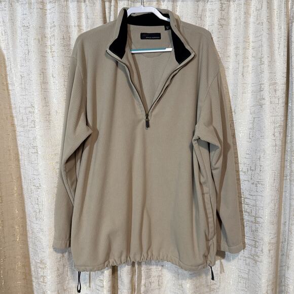 Greg Norman Oversized Corduroy 3/4 Zip Tan Pullover Sweater Casual Men's Size XL - Picture 1 of 4